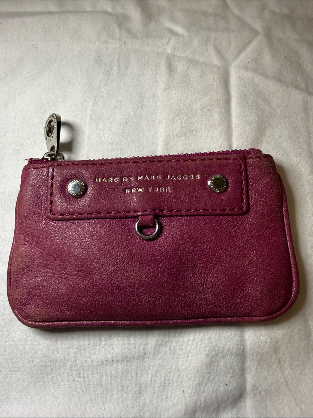 Marc by Marc Jacobs Berry Pink Leather Key Pouch Coin Purse Card Holder